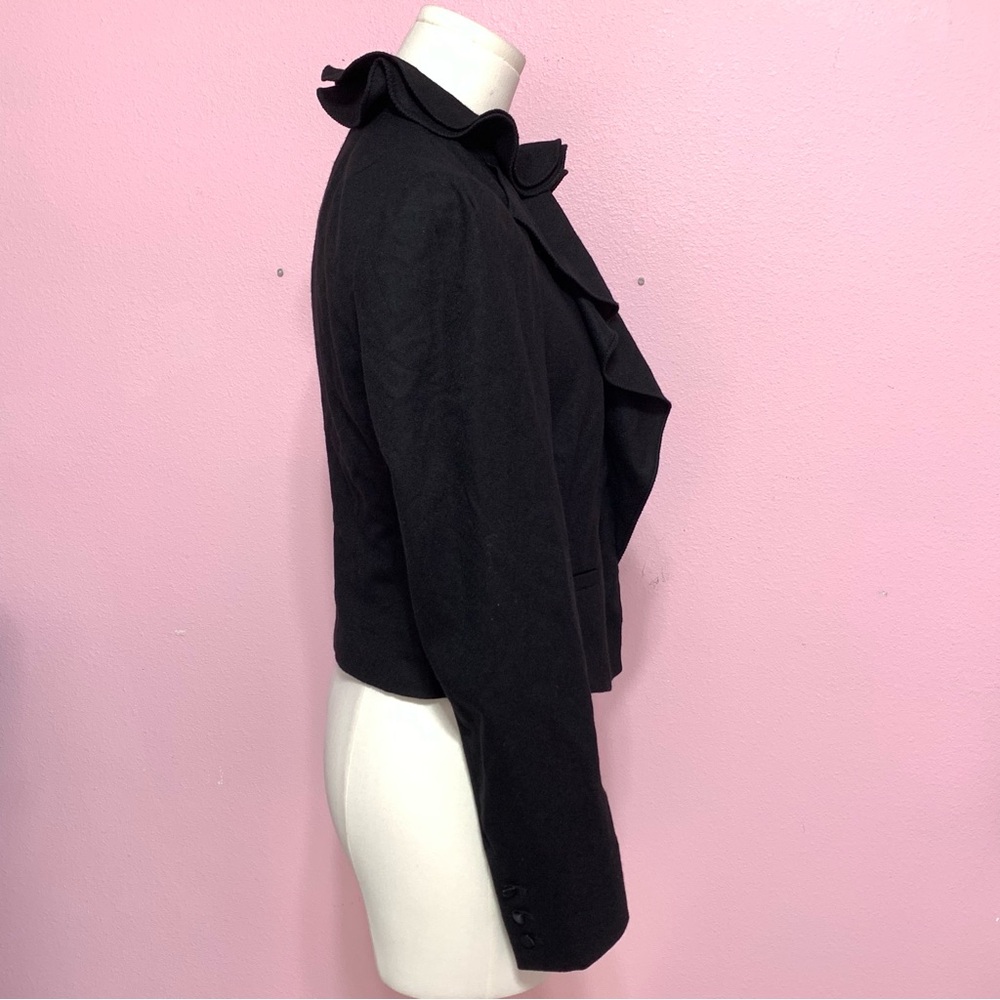 Rebecca Taylor Black Button Down Jacket/Blouse With Ruffle Detail 6 - Picture 2 of 13